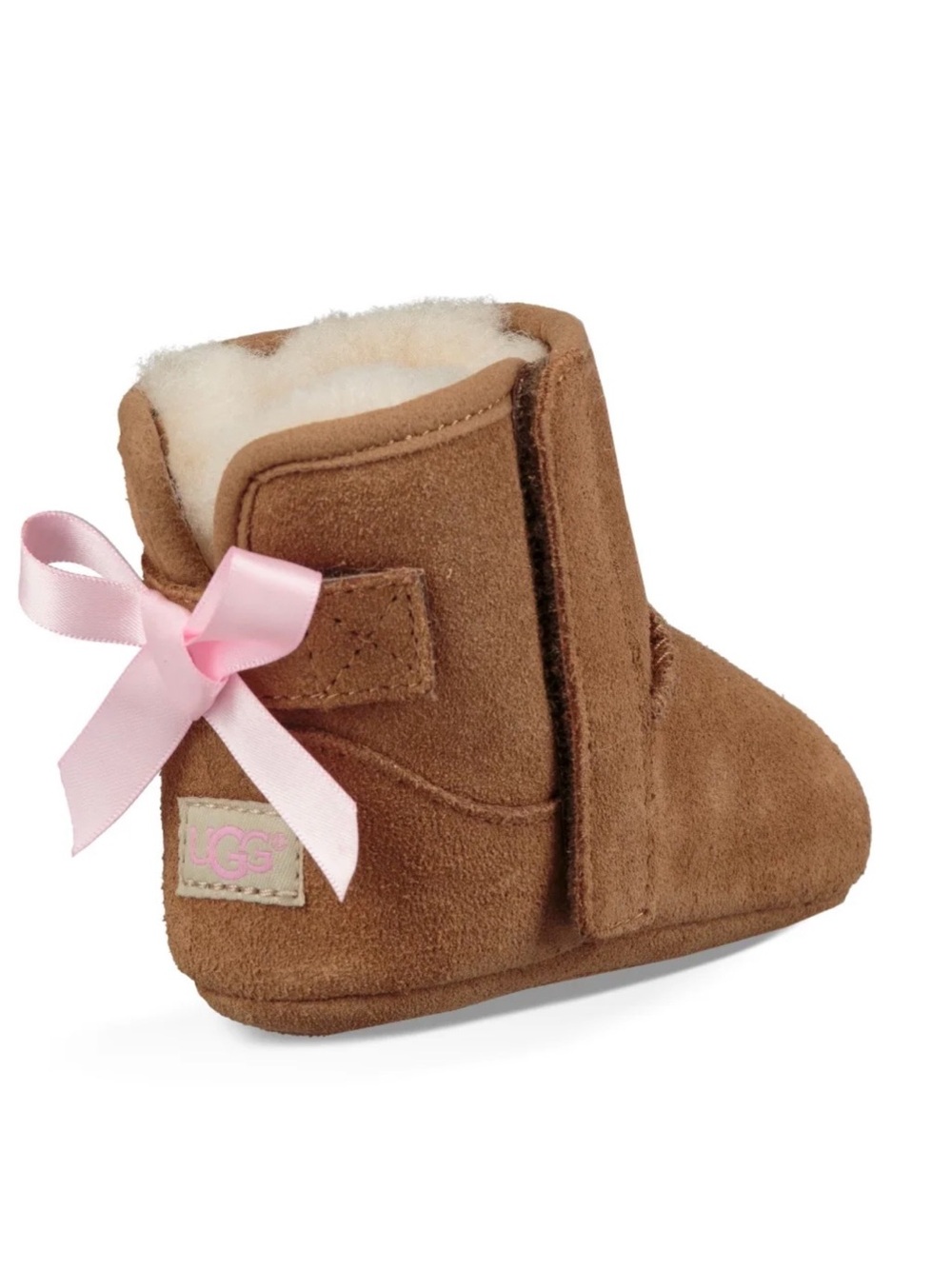 Ugg Baby Jesse II Chestnut Suede Pink Ribbon Booties
